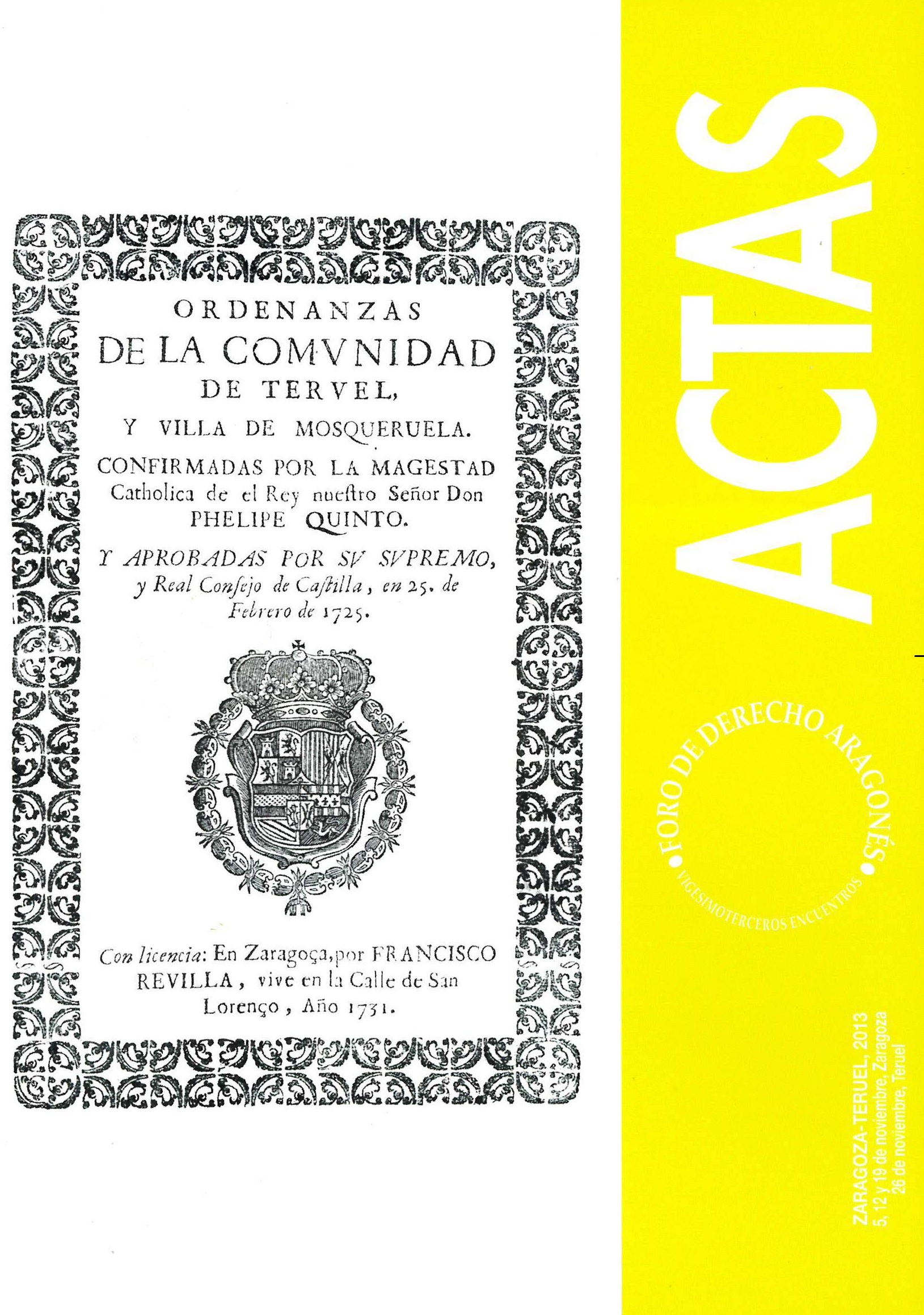 Imagen de portada del libro Actas de los Vigesimoterceros Encuentros del Foro de Derecho Aragonés