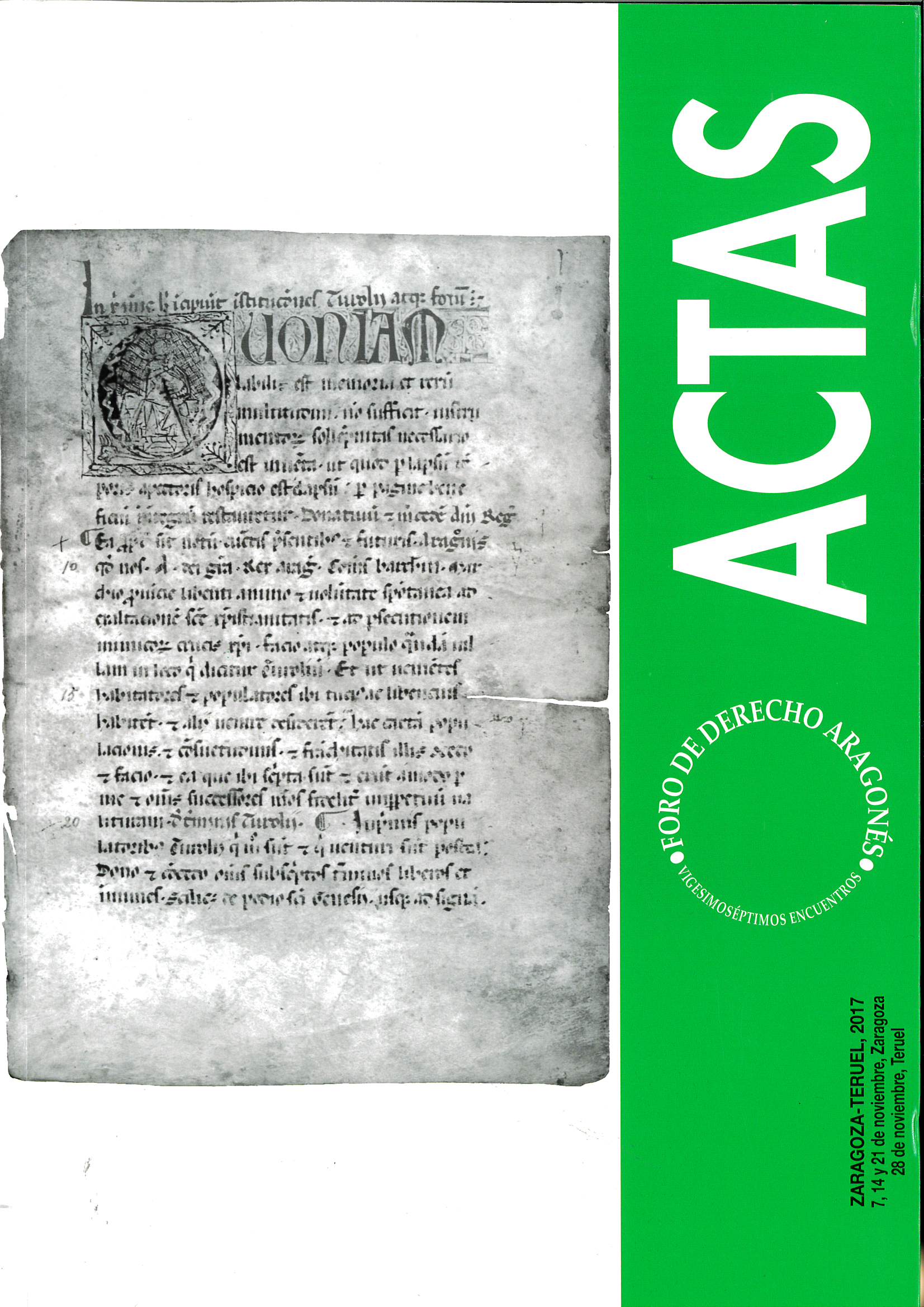 Imagen de portada del libro Actas de los vigesimoséptimos encuentros del foro de derecho aragonés