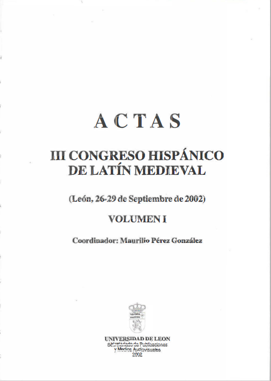 Imagen de portada del libro Actas [del] III Congreso Hispánico de Latín Medieval