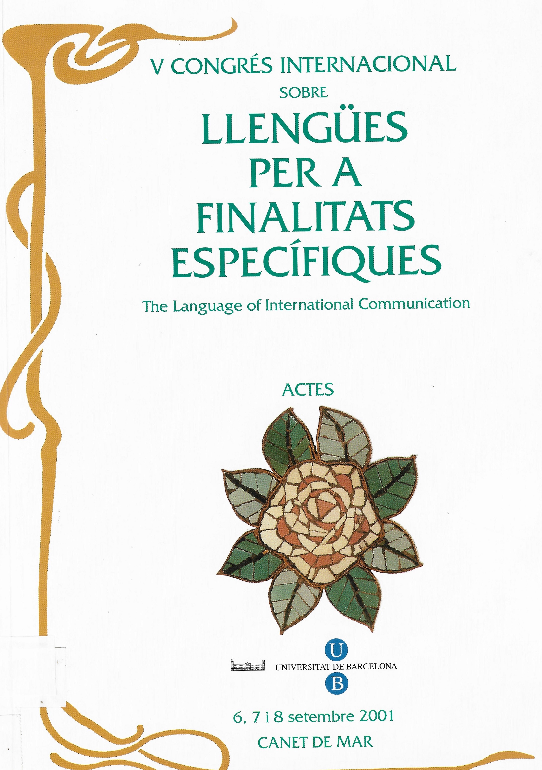 Imagen de portada del libro V Congrés Internacional sobre Llengües per a Finalitats Específiques