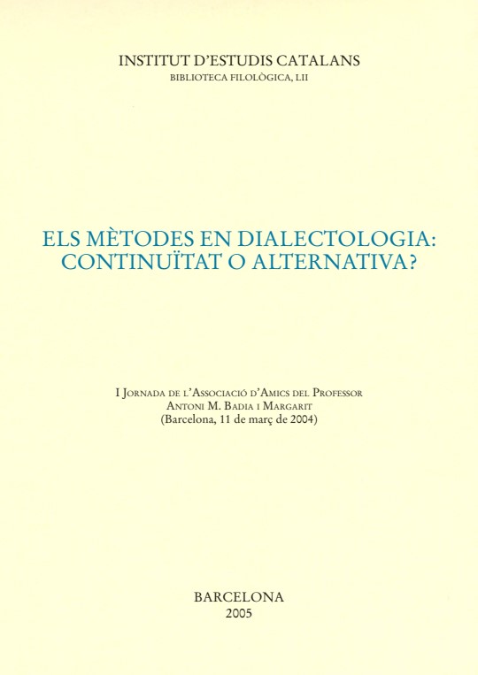 Imagen de portada del libro Els mètodes en dialectologia