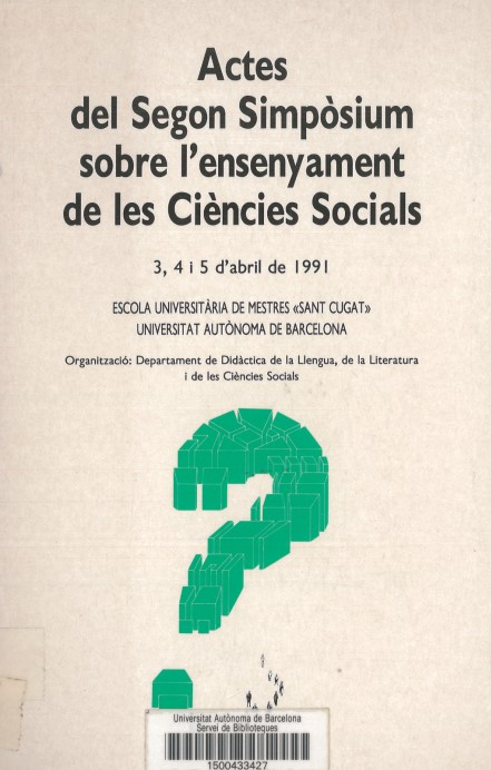 Imagen de portada del libro Actes del 2n. simpòsium sobre l'ensenyament de les ciències socials