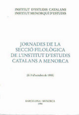 Imagen de portada del libro Jornades de la Secció Filològica de l'Institut d'Estudis Catalans a Menorca