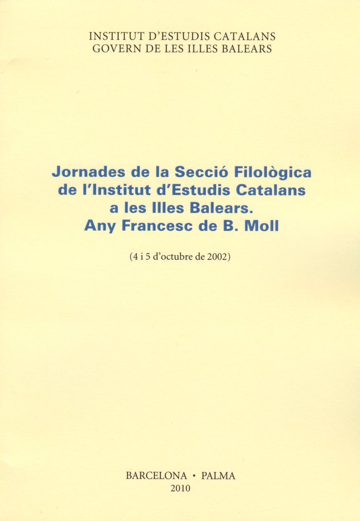 Imagen de portada del libro Jornades de la Secció Filològica de l'Institut d'Estudis Catalans a les Illes Balears