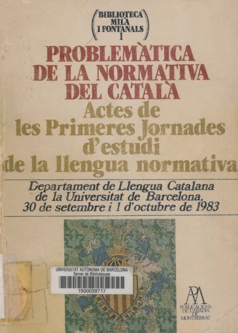 Imagen de portada del libro Problemàtica de la normativa del català