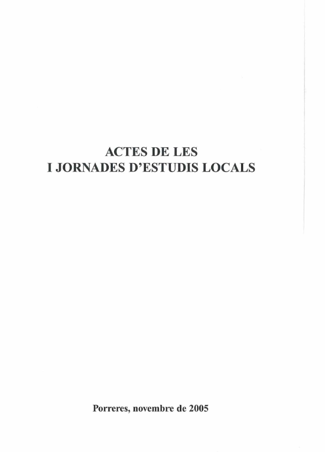 Imagen de portada del libro Actes de les I Jornades d'Estudis Locals